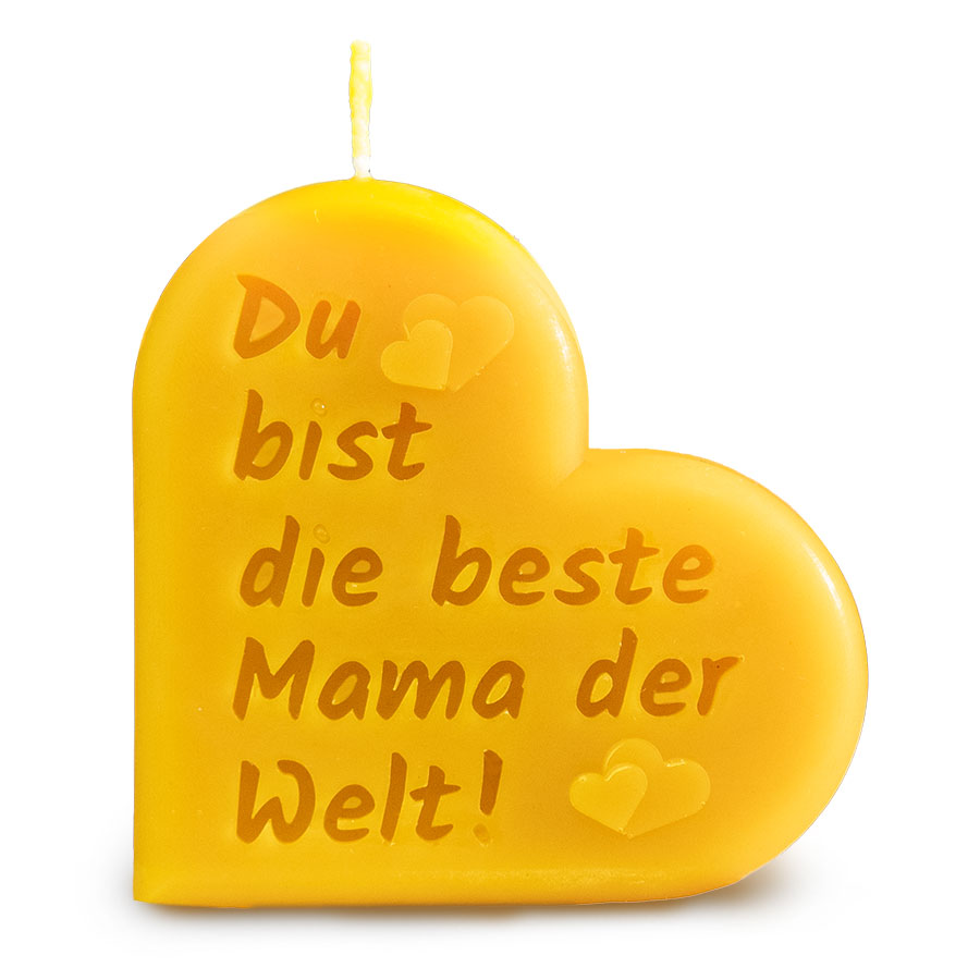 Muttertagskerze Herzform, Gravur, Die beste Mama, 75x75x25mm – Bild 4
