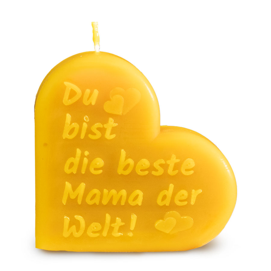 Muttertagskerze Herzform, Relief, Die beste Mama, 75x75x25mm – Bild 4
